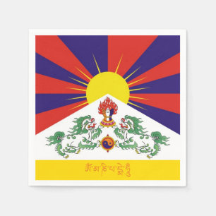 Tibet & Snow Lions flag, mantra- The Himalayas Napkins