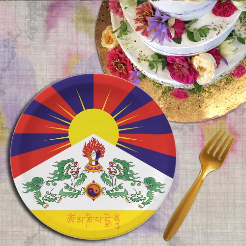 Tibet  Snow Lions flag mantra_ The Himalayas Paper Plates