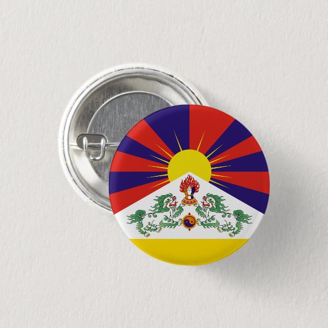 Tibet & Snow Lions flag - The Himalayas Button (Front & Back)