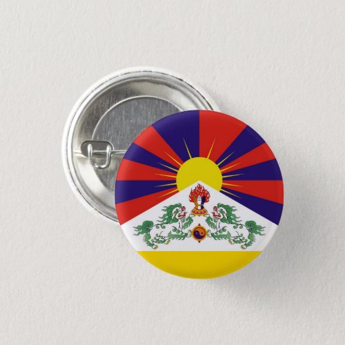 Tibet  Snow Lions flag _ The Himalayas Button