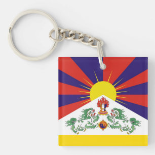 Tibet & Snow Lions flag - The Himalayas Keychain