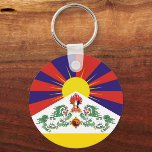 Tibet & Snow Lions flag - The Himalayas Keychain