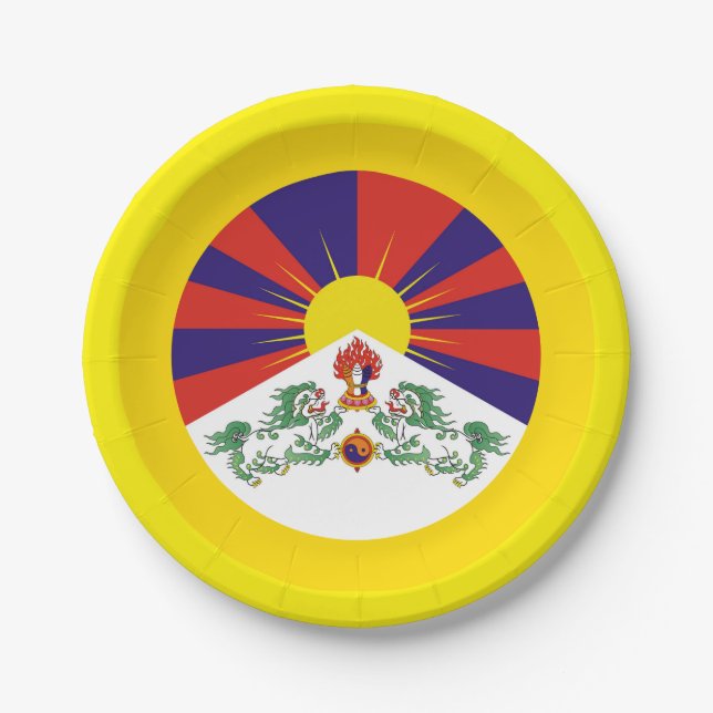 Tibet & Snow Lions flag - The Himalayas Paper Plates (Front)