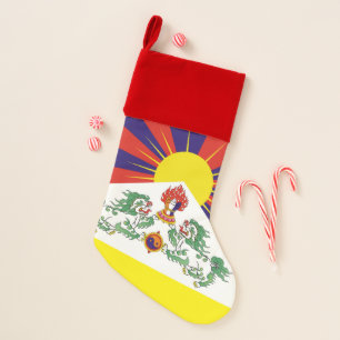 Tibet, Snow Lions, Tibetan flag - Christmas Time Stocking