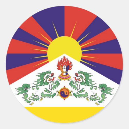 Tibet Snow Lions Tibetan flag _ The Himalayas Classic Round Sticker