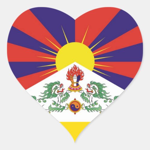 Tibet Snow Lions Tibetan flag _ The Himalayas Heart Sticker