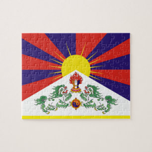 Tibet & Snow Lions, Tibetan flag - The Himalayas Jigsaw Puzzle