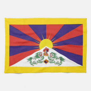 Tibet, Snow Lions, Tibetan flag - The Himalayas Kitchen Towel