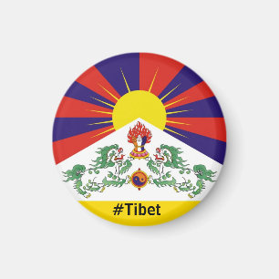 Tibet, Snow Lions, Tibetan flag - The Himalayas Magnet