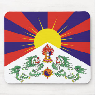 Tibet, Snow Lions, Tibetan flag - The Himalayas Mouse Pad