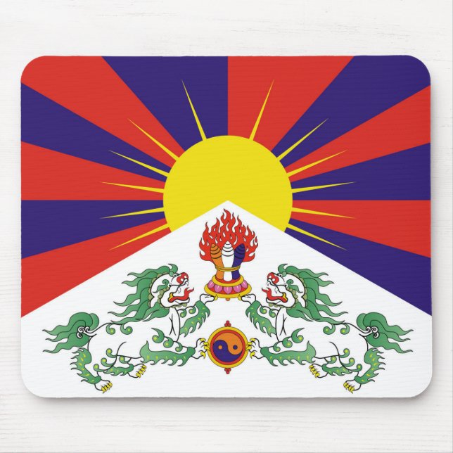 Tibet, Snow Lions, Tibetan flag - The Himalayas Mouse Pad (Front)