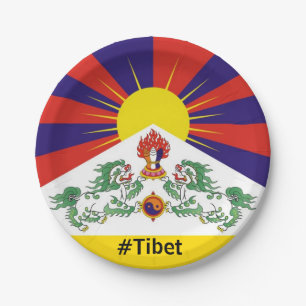 Tibet, Snow Lions, Tibetan flag - The Himalayas Paper Plates