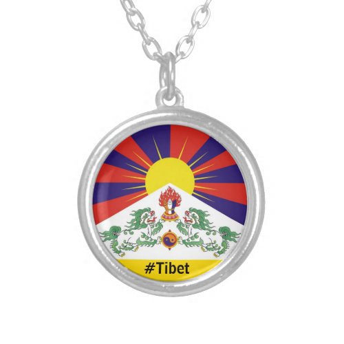 Tibet Snow Lions Tibetan flag _ The Himalayas Silver Plated Necklace