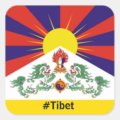 Tibet Snow Lions Tibetan flag _ The Himalayas Square Sticker