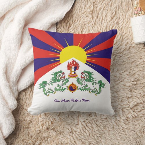 Tibet  Snow Lions Tibetan flag _ The Himalayas Throw Pillow