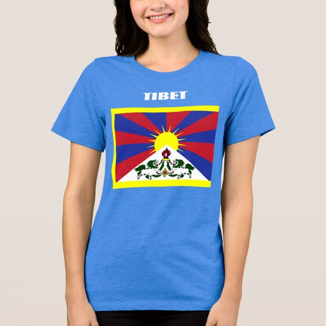 TIBET Special Customizable Blue Tourist Tri-Blend Shirt (Front)