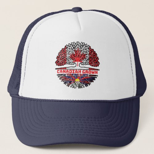 Tibet Tibetan Canadian Canada Tree Roots Flag Trucker Hat