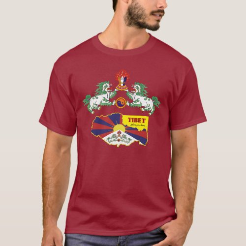 Tibet  Tibetan Flag Snow Lions Map  fashion  T_Shirt