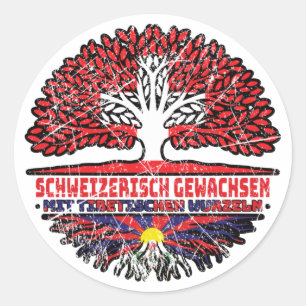 Tibet Tibetisch Schweizer Schweiz Baum Wurzel Classic Round Sticker