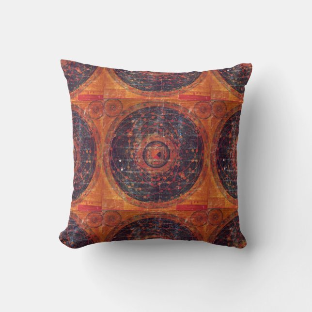 Tibetan astronomical Thangka Throw Pillow (Front)