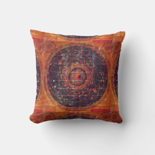 Tibetan Astronomical Thangka Throw Pillow
