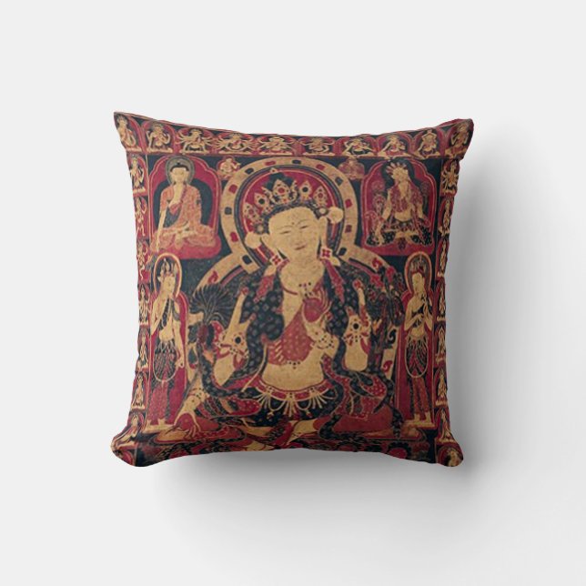 Tibetan Bodhisattva Throw Pillow (Front)