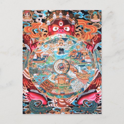 Tibetan Buddhist Art Wheel of Life Postcard