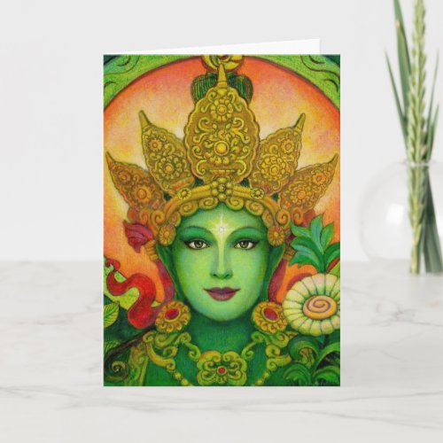 Tibetan Buddhist Goddess Green Tara Face Card