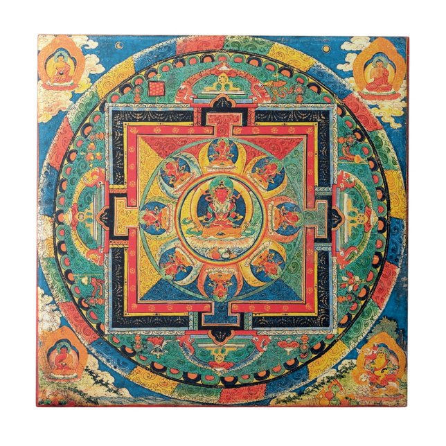 Tibetan Buddhist Mandala Tile (Front)