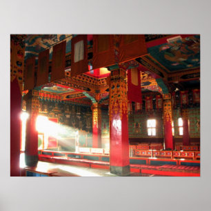 Tibetan Buddhist Monastery Interior View Poster