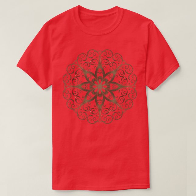 Tibetan Copper Brown Chakra Reiki Mandala Hearts  T-Shirt (Design Front)