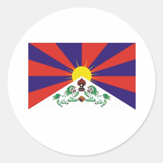 TIBETAN FLAG CLASSIC ROUND STICKER (Front)