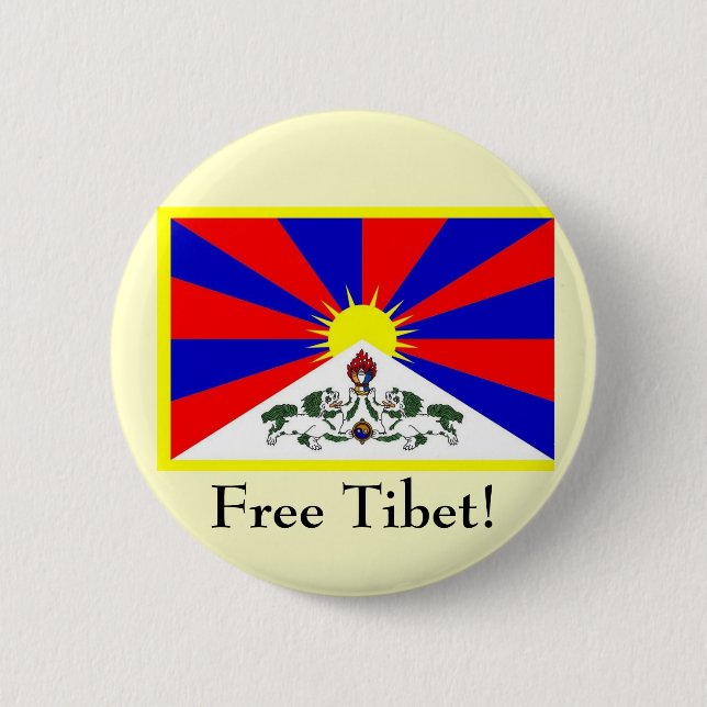 Tibetan Flag - Free Tibet! Button (Front)
