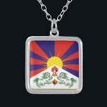 Tibetan Flag Silver Plated Necklace<br><div class="desc">Used as a symbol of the Tibetan independence movement since the 1960s.</div>
