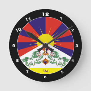 Tibetan Flag & Time Clock /Himalayas Snow Lions