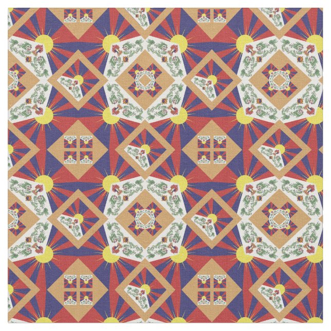 Tibetan Flag & Trendy Tibet Fabric fashion GLD (Close Up)