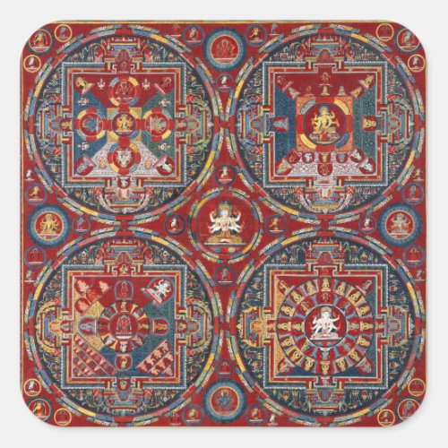 Tibetan Four Mandalas of the Vajravali Series Square Sticker