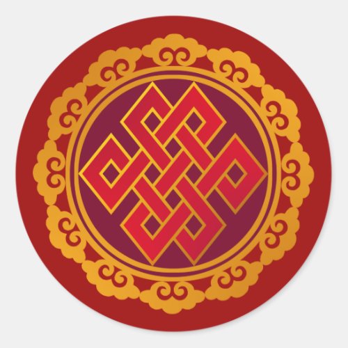 Tibetan Karma Buddhism Eternal Knot Classic Round Sticker