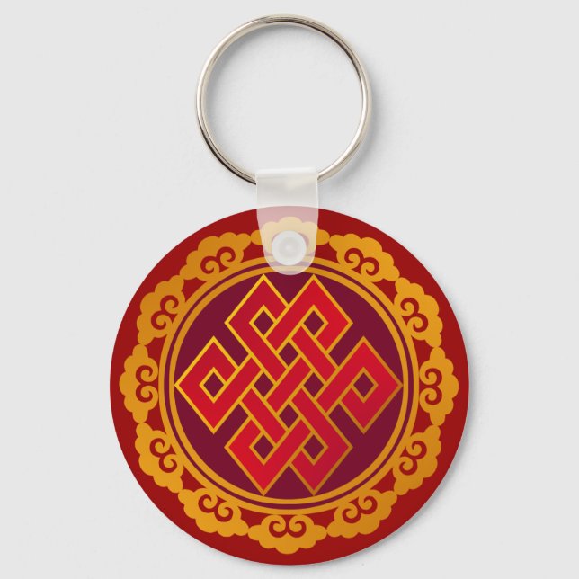 Tibetan Karma Buddhism Eternal Knot Keychain (Front)