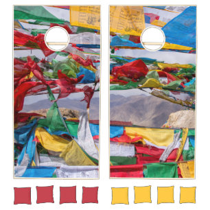 Tibetan landscape with prayer flags - Himalaya Cornhole Set
