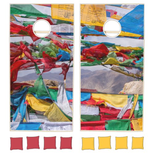 Tibetan landscape with prayer flags _ Himalaya Cornhole Set
