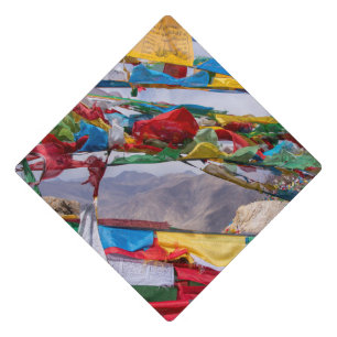 Tibetan landscape with prayer flags - Himalaya Graduation Cap Topper
