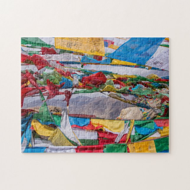 Tibetan landscape with prayer flags - Himalaya Jigsaw Puzzle (Horizontal)