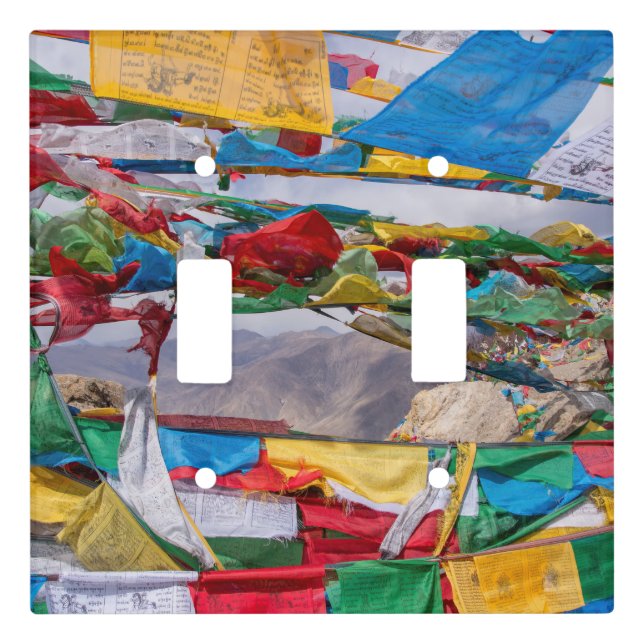 Tibetan landscape with prayer flags - Himalaya Light Switch Cover (Front)