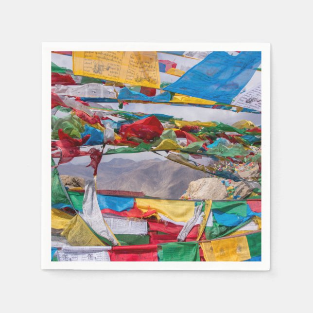 Tibetan landscape with prayer flags - Himalaya Napkins (Front)
