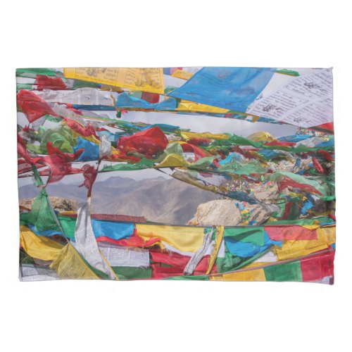 Tibetan landscape with prayer flags _ Himalaya Pillow Case