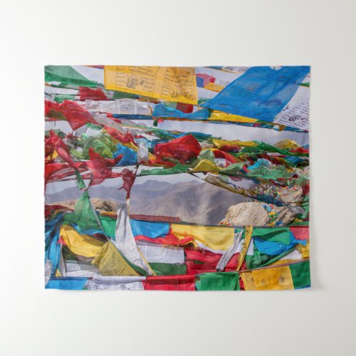 Tibetan landscape with prayer flags _ Himalaya Tapestry