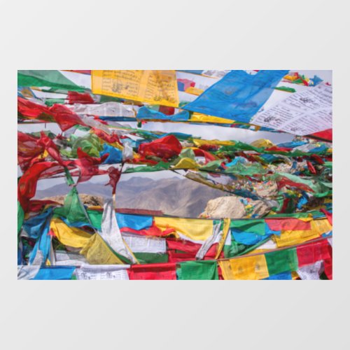 Tibetan landscape with prayer flags _ Himalaya Window Cling
