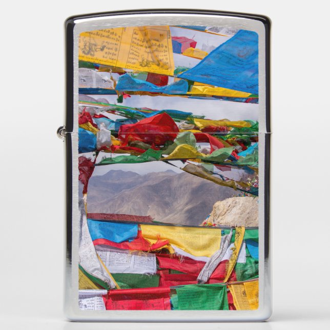 Tibetan landscape with prayer flags - Himalaya Zippo Lighter (Front)