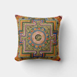 Tibetan Mandala Antique Throw Pillow